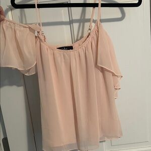 Lulu's Soft Pink Ruffle Off-Shoulder Blouse